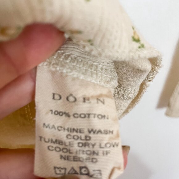 Doen Amelie Yellow Floral Pointelle Button Down Tee Top Shirt, Size XS - Picture 7 of 10